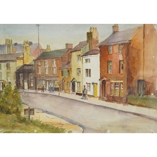 770 - Stanley Nowell, watercolour, Chester Street, Wrexham, North Wales, signed, details verso, 24 x 34c... 