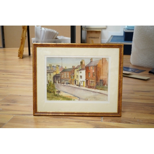 770 - Stanley Nowell, watercolour, Chester Street, Wrexham, North Wales, signed, details verso, 24 x 34c... 