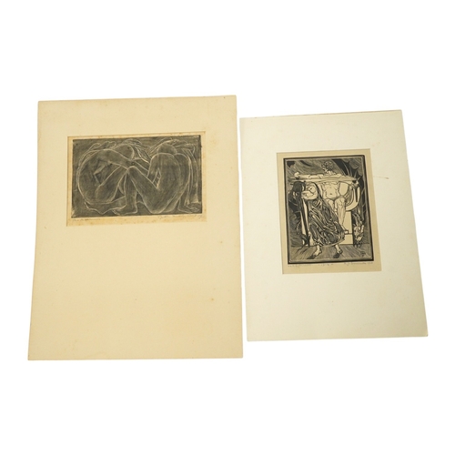 778 - Two 20th century woodcuts / block prints, comprising Cynthia Thimbley Kent and Ralph W Emerson, each... 