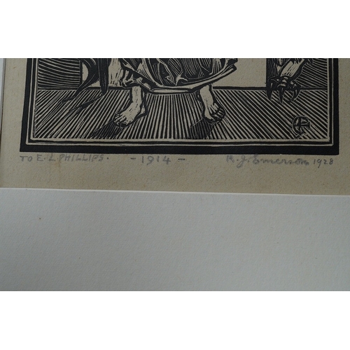 778 - Two 20th century woodcuts / block prints, comprising Cynthia Thimbley Kent and Ralph W Emerson, each... 