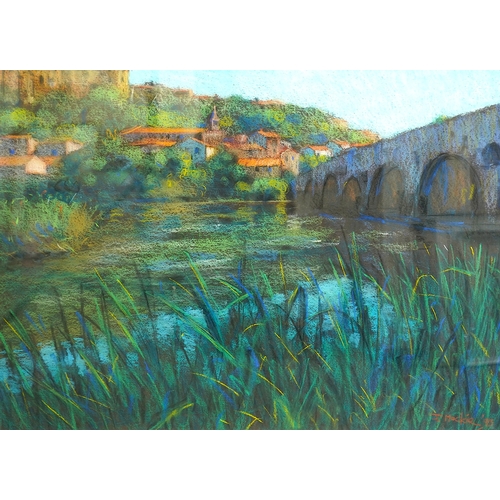 783 - John Mackie (Scottish, b.1953), pastel, Bridge at Beziers, signed and dated, '93 58 x 76cm. Conditio... 