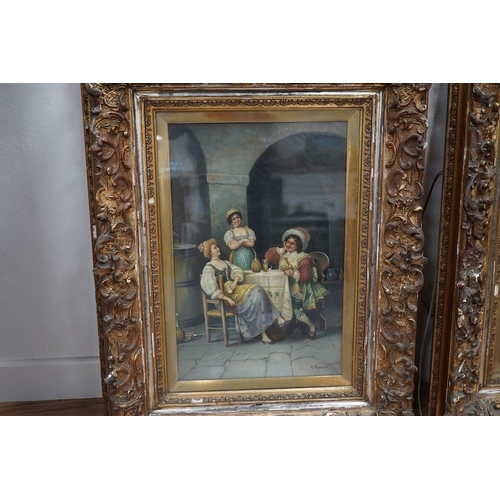 788 - Ch. Mussard (late 19th century), a pair of oils on canvas, tavern scenes with a fashionable gentlema... 