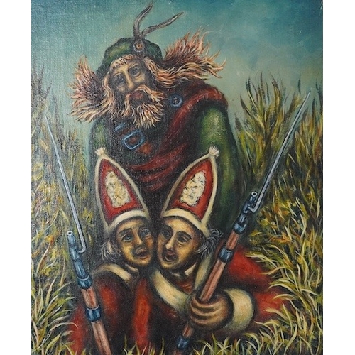 797 - Scottish School (late 20th century), three oils on canvas board, each depicting Rob Roy, inscribed i... 