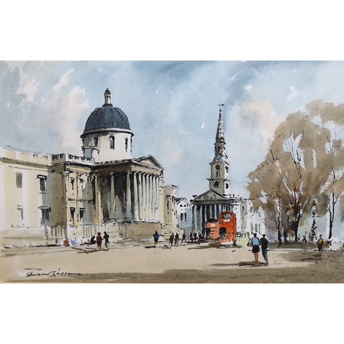 801 - Edward Wesson (English, 1910-1983), ink and watercolour, National Gallery and St Martin's, signed, 3... 