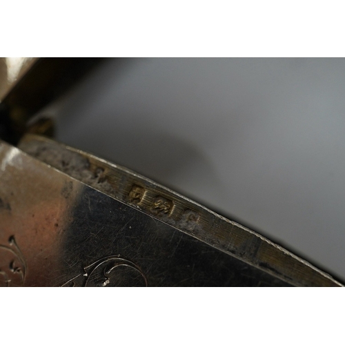 834 - An Edwardian engraved silver sovereign case, Birmingham, 1905, on a silver chain, one other sterling... 