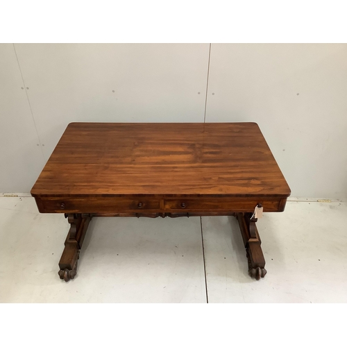 85 - A Regency rosewood library table, width 125cm, depth 75cm, height 74cm. Condition - fair