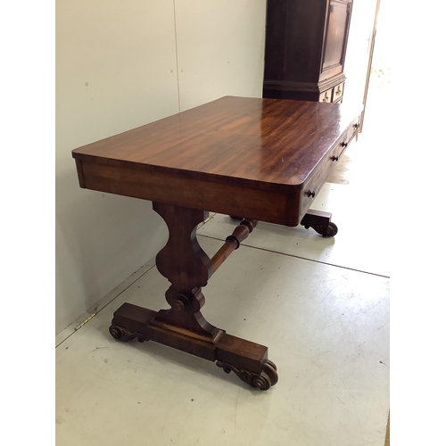 85 - A Regency rosewood library table, width 125cm, depth 75cm, height 74cm. Condition - fair