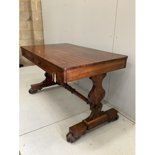 85 - A Regency rosewood library table, width 125cm, depth 75cm, height 74cm. Condition - fair