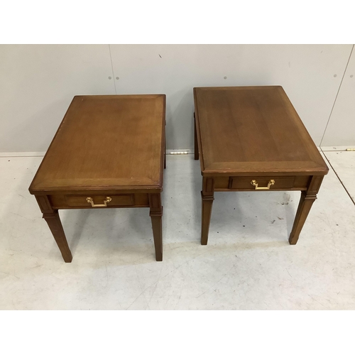 94 - A pair of Maruni Furniture mahogany lamp tables, width 45cm, depth 68cm, height 45cm. Condition - fa... 