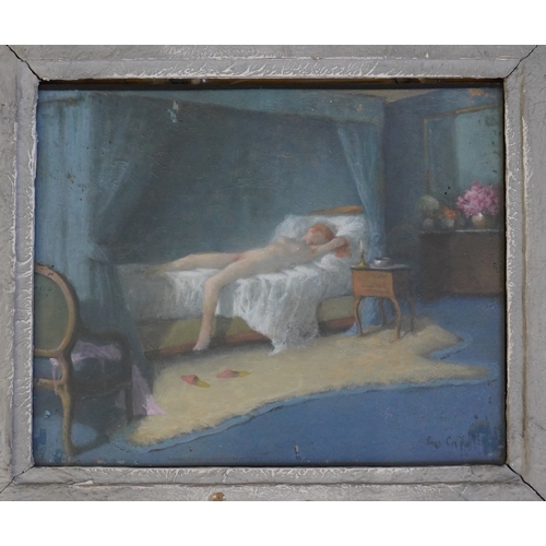 108 - Eugène Cadel (French, 1862-1941) La Chambre Bleu and La Chambre Roseoil on panel (2)signed22 x 26cm... 