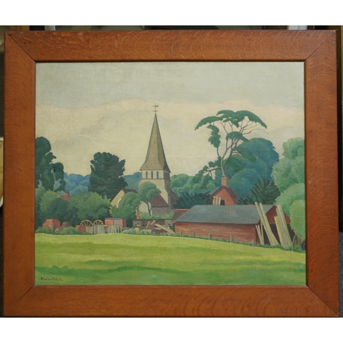 125 - § § Ethelbert White (English, 1891-1972) English church from the greenoil on canvassigned50 x 60cm... 