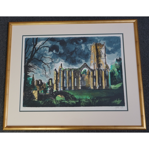 135 - § § John Piper (British, 1903-1992) Fountains Abbey, Yorkshire (Levinson 351)screenprint in colourss... 