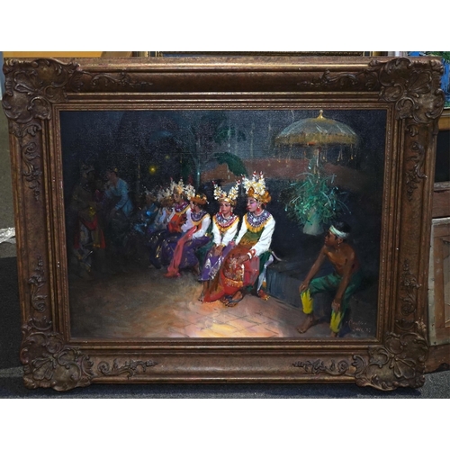 151 - § § Terence Tenison Cuneo (British, 1907-1996) 'The Dancers in Bangkok'oil on canvas boardsigned and... 