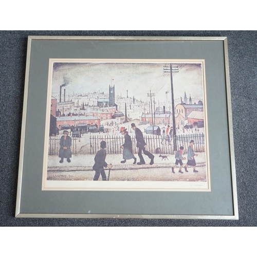 162 - § § Laurence Stephen Lowry RA, RBA (British 1887-1976) View of a Townoffset lithographsigned in penc... 