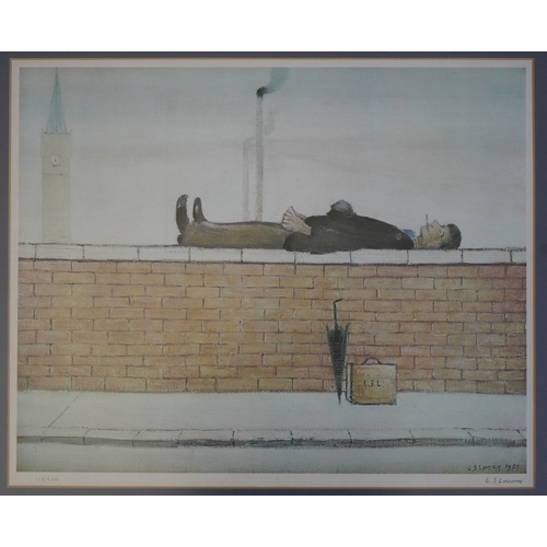 164 - § § Laurence Stephen Lowry (1887-1976) Man Lying on a Walloffset lithographsigned in pencil and nu... 