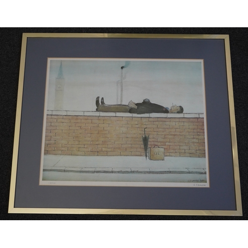 164 - § § Laurence Stephen Lowry (1887-1976) Man Lying on a Walloffset lithographsigned in pencil and nu... 