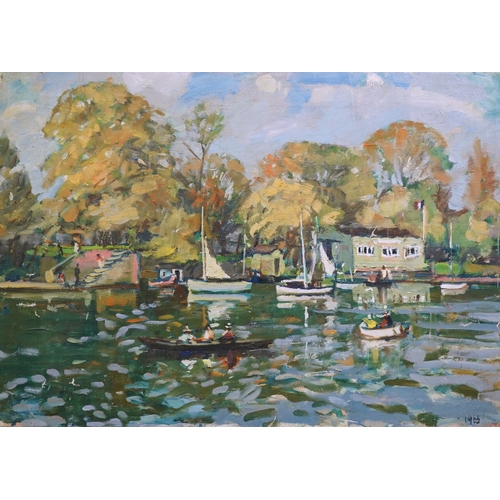 165 - § § Llewellyn Petley-Jones (1908-1986) River in Autumn, Richmondoil on canvasdated 1965 and inscribe... 