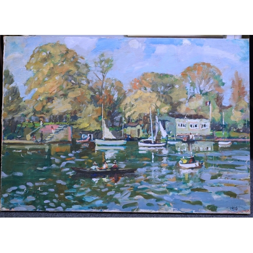 165 - § § Llewellyn Petley-Jones (1908-1986) River in Autumn, Richmondoil on canvasdated 1965 and inscribe... 