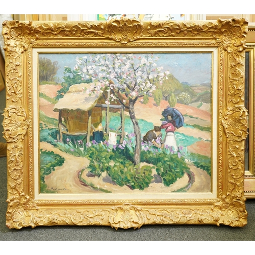 189 - French School Tulip pickers in a landscapeoil on canvasindistinctly signed59 x 48cm... 