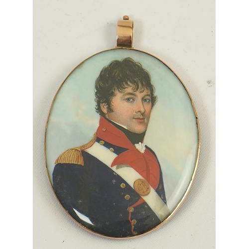 2 - Frederick Buck (1771-1840) Miniature portrait of an army officerwatercolour on ivorywearing a blue c... 