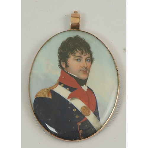 2 - Frederick Buck (1771-1840) Miniature portrait of an army officerwatercolour on ivorywearing a blue c... 