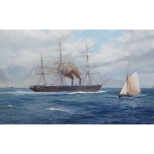 200 - § § John Steven Dews (British, b.1949) HMS Warrior - the first British ironclad (built 1861)oil on c... 