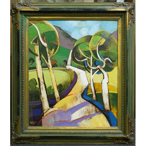 203 - § § Geoffrey Key (English, b.1941) 'Trees & Shadows'oil on canvassigned and dated 0160 x 50cm... 