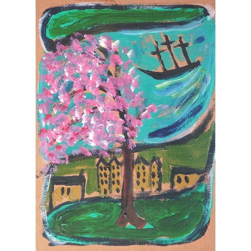 205 - § § Billy Childish (British, b.1959) 'Sailing Away'painted card box22 x 16cm... 