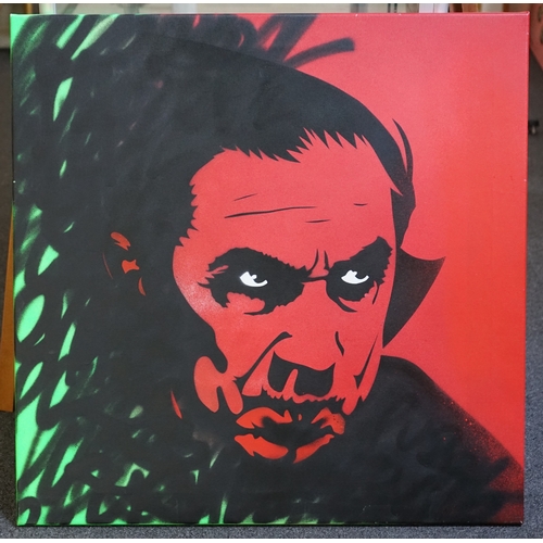 230 - Pure Evil (British, b.1968) 'Bella Lugosi's Dead, Undead', 1/1freehand spraypaint on canvassigned an... 