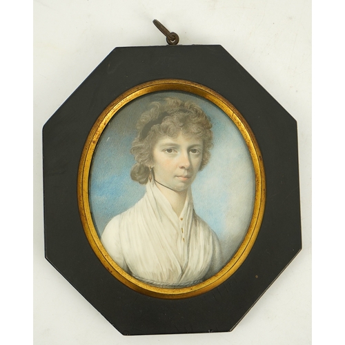 3 - John Hazlitt (British, 1767-1837) Portrait miniatures of five family memberswatercolour on ivory (5)... 