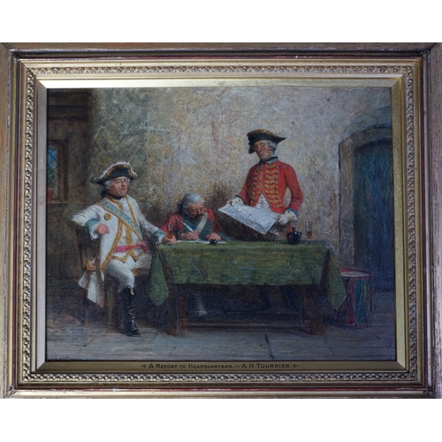 40 - Alfred Holst Tourrier (English, 1836-1892) 'A Report to Headquarters'oil on boardsigned19 x 24cm... 