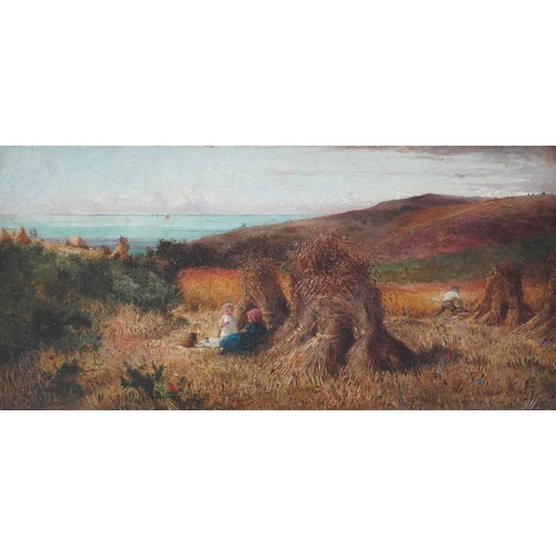 43 - Charles James Lewis (British, 1830-1892) Harvest field, Guernseyoil on wooden panelsigned and dated ... 