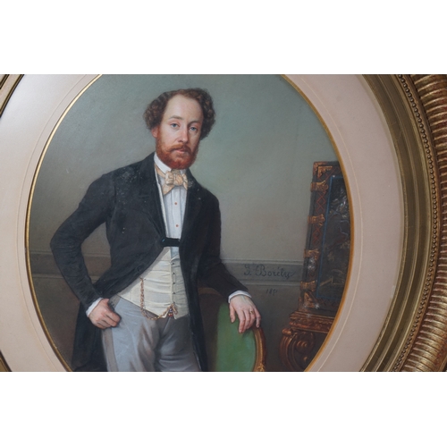 47 - Charles H. Borély (French, 1817-1881) Three quarter length portrait of a gentlemanpastelsigned and d... 