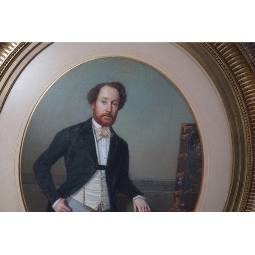 47 - Charles H. Borély (French, 1817-1881) Three quarter length portrait of a gentlemanpastelsigned and d... 