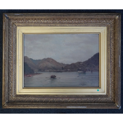 54 - John Gibb (British, 1831-1909) 'No.8 Picton, Queen Charlotte Sound', New Zealandoil on mill boardsig... 