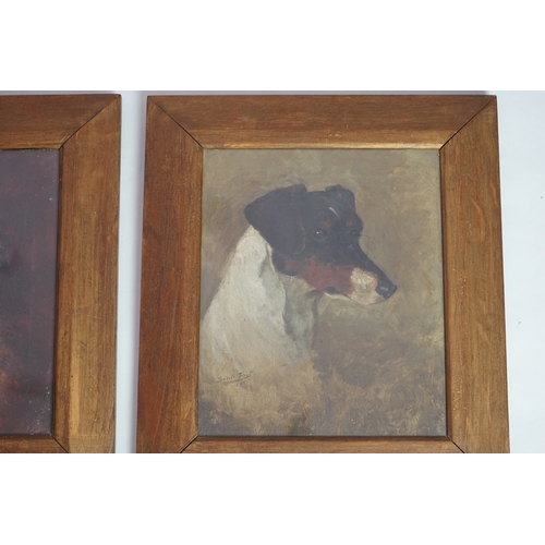 60 - Savile Lumbley Flint (fl.1880-95) Study of a fox terrier and a rough coated terrieroils on canvasone... 