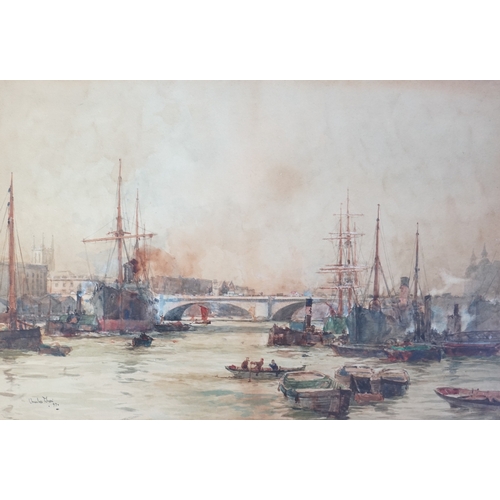 62 - Charles Edward Dixon (English, 1872-1934) 'Greenwich Reach' and 'View to Southwark Bridge'watercolou... 