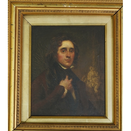 7 - Early 19th century English School Half length portrait of a young manoil on panel21 x 17cm... 