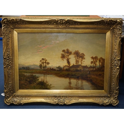 75 - Daniel Sherrin (British, 1868-1940) Riverscape at SunsetOil on canvasSigned50 x 75cm... 