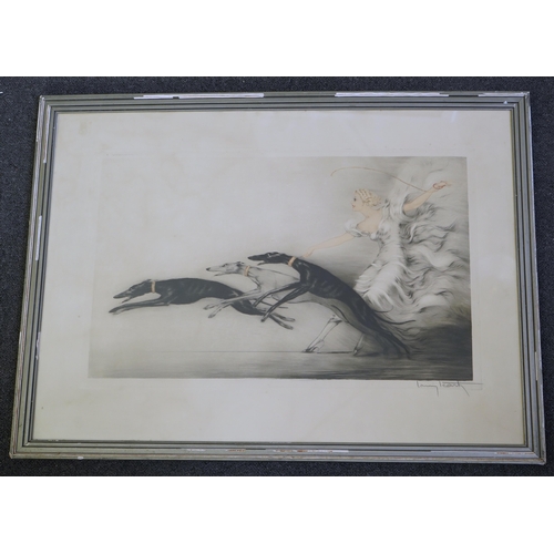 89 - Louis Icart (French, 1888-1950) 'Vitesse'hand coloured drypoint etchingsigned in pencil38 x 62cm, sh... 