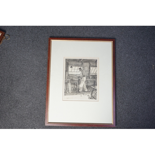 97 - § § William Washington (English, 1885-1956) The Cricket Bat Makerdrypoint etchingsigned and dated 19... 