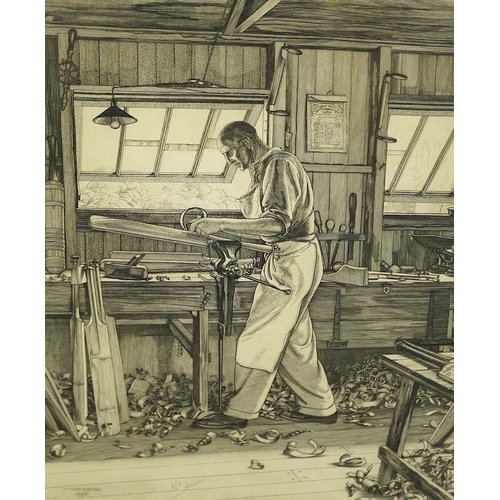 97 - § § William Washington (English, 1885-1956) The Cricket Bat Makerdrypoint etchingsigned and dated 19... 