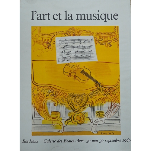 743 - Raoul Dufy, lithographic poster, L'Art Et La Musique, Bordeaux, 1969, copyright Mourlot, 58 x 43cm, ... 