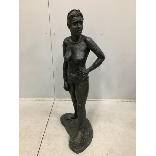 1003 - Norman Barrow (Modern British) a bronzed composition sculpture, standing female nude, height 114cm. ... 