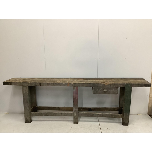 1006 - A 19th century Provincial work bench, fitted drawer, width 295cm, depth 40cm, height 90cm. Condition... 