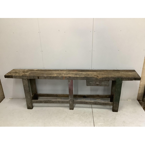 1006 - A 19th century Provincial work bench, fitted drawer, width 295cm, depth 40cm, height 90cm. Condition... 