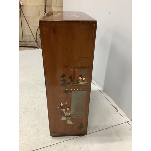 1017 - A Chinese painted hardwood side cabinet, width 60cm, depth 30cm, height 91cm. Condition - good... 