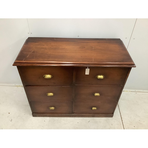 1018 - A Victorian and later mahogany six drawer chest with brass cup handles, width 111cm, depth 48cm, hei... 