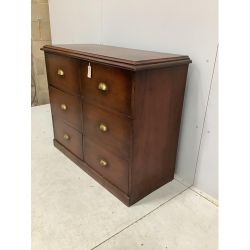 1018 - A Victorian and later mahogany six drawer chest with brass cup handles, width 111cm, depth 48cm, hei... 