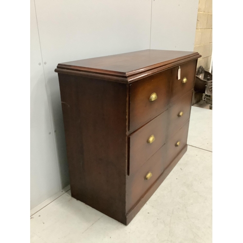 1018 - A Victorian and later mahogany six drawer chest with brass cup handles, width 111cm, depth 48cm, hei... 